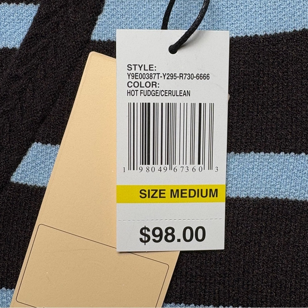 NWT Scotch & Soda Striped Knit Vest Hot Fudge Cerulean Gold Button M Cropped - Picture 10 of 10